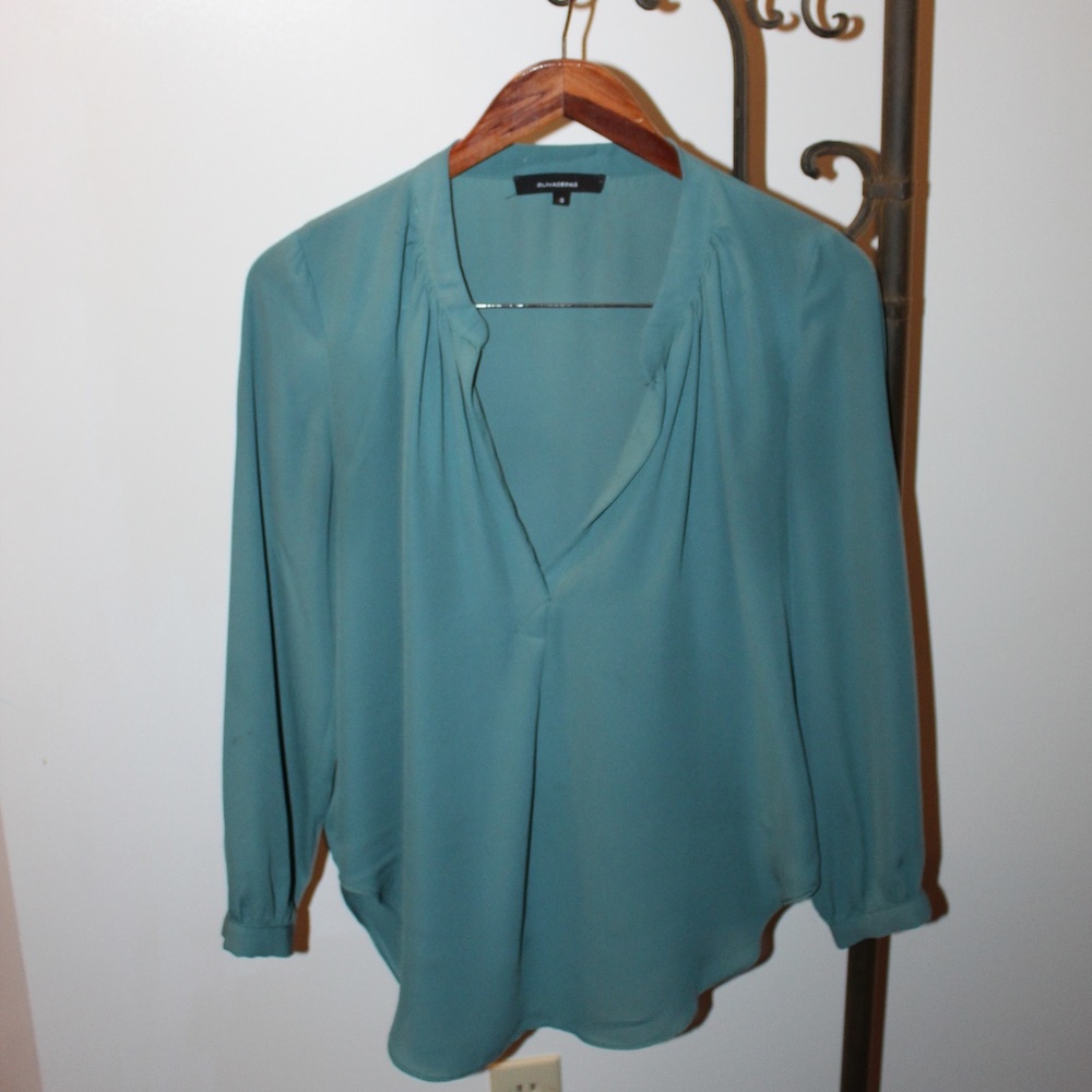Olivaceous Deep Vneck Long Sleeve Blouse